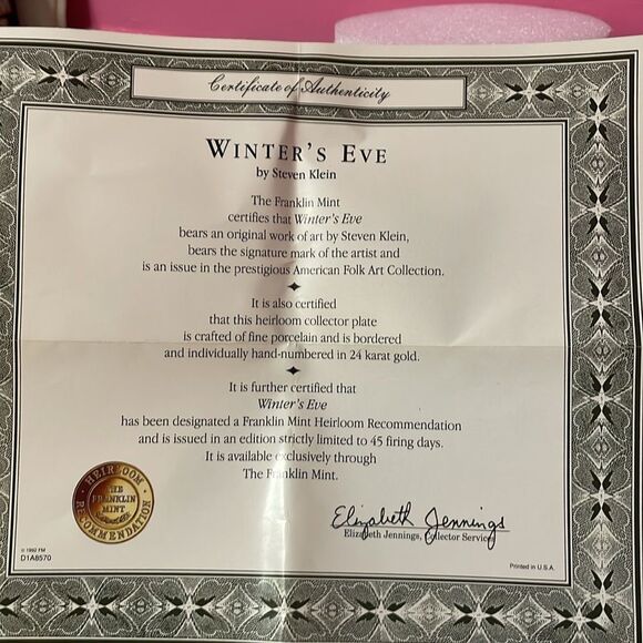 Winters Eve Decorative Plate by Steven Klein - Picture 3 of 3